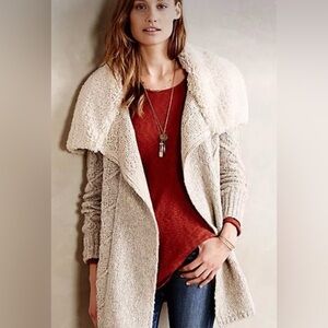 SLEEPING ON SNOW Anthropologie Bondurant Sherpa Cardigan Sweater size S